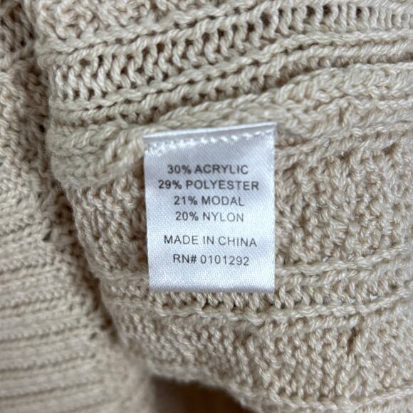 Lulu B Beige Cable Knit V-Neck Sweater NWT Size Large - Picture 4 of 4